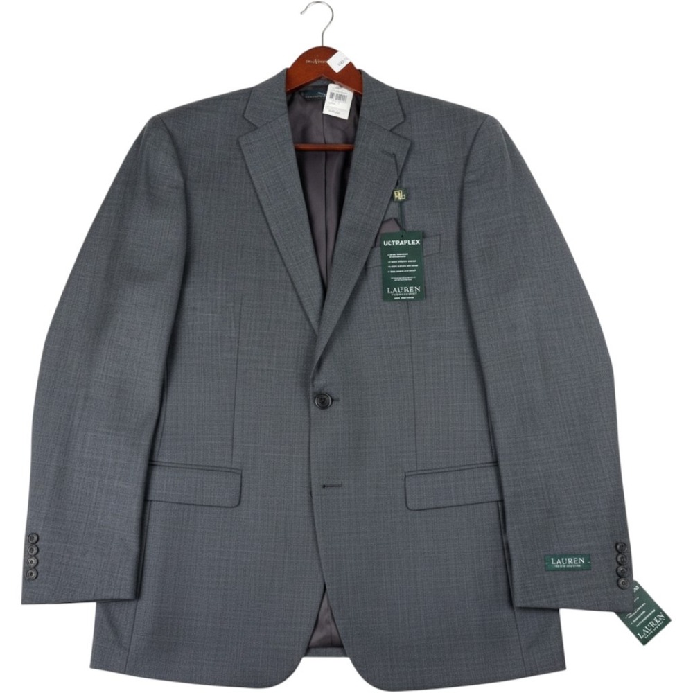 Lauren Ralph Lauren Ultraflex Grey Wool Blend Sport Coat Blazer 44L New